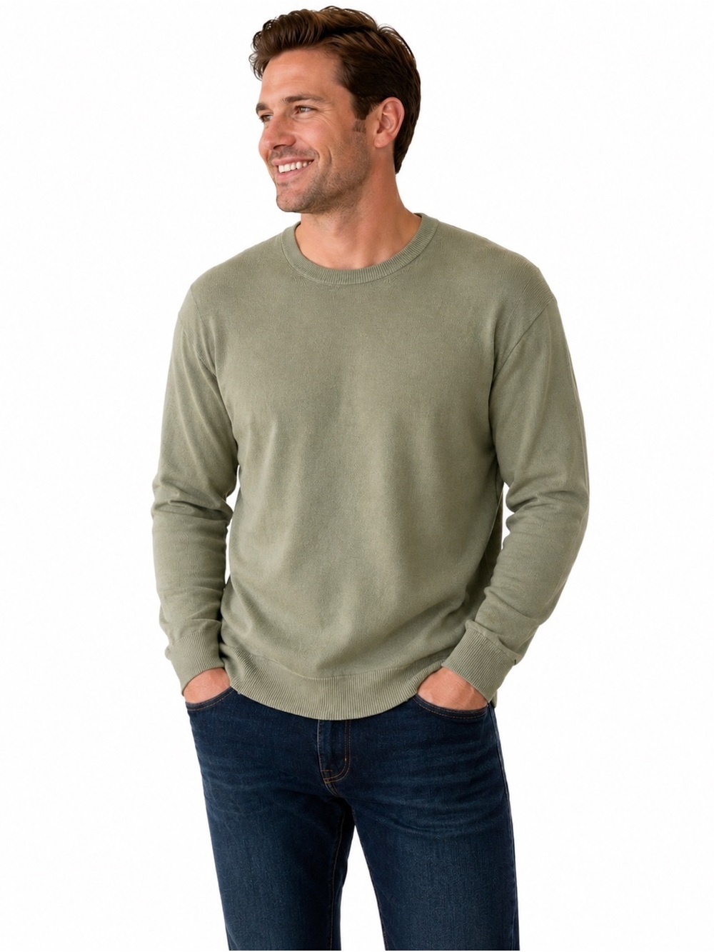 NWT Club Monaco Linen Blend Crewneck Sweater in Light Olive